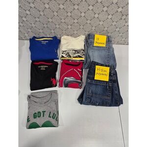Kids L (10-12) Lot 5 Tshirts 2 Jeans Dinosaurs Spiderman St Patricks Day Polo